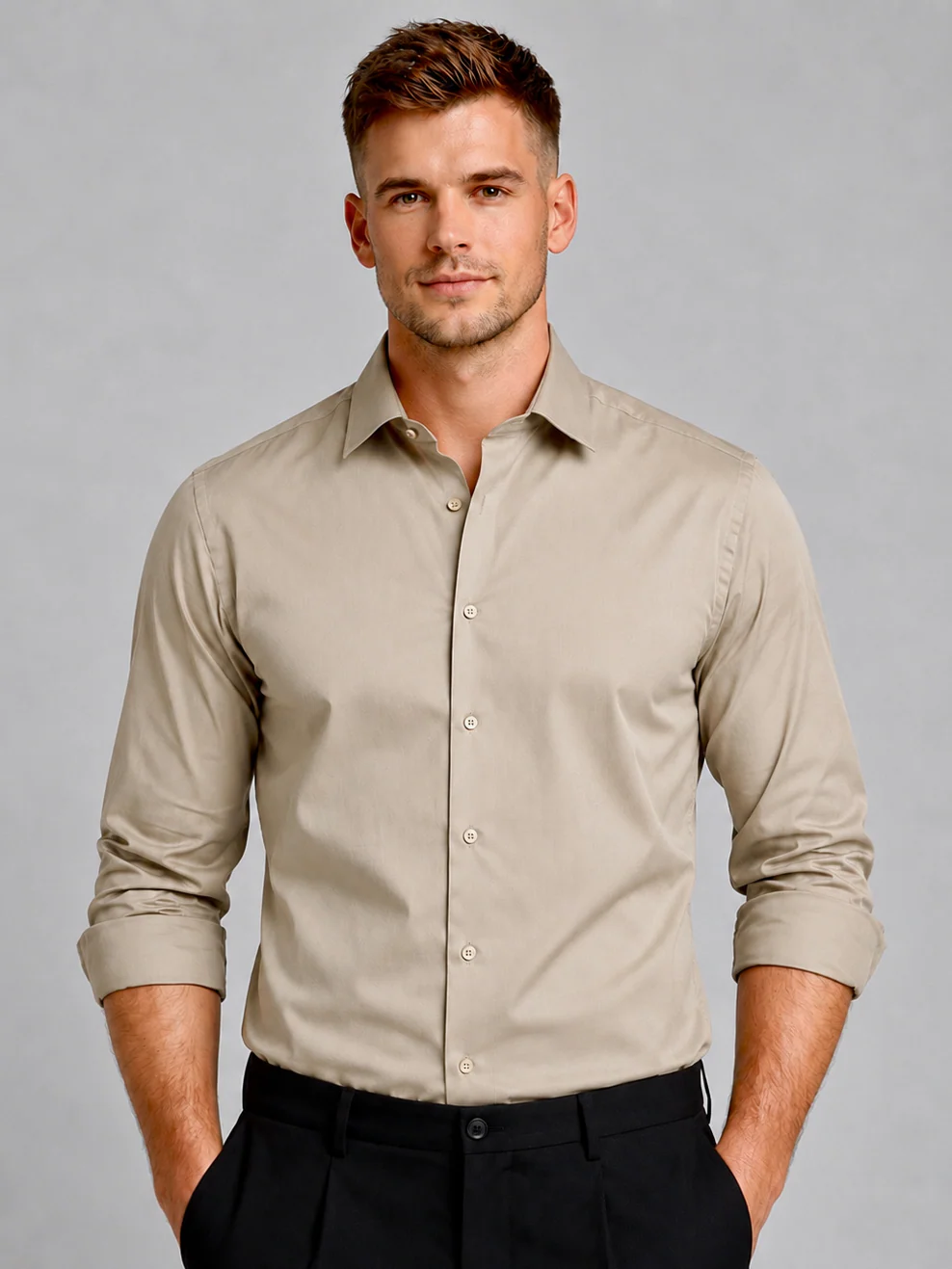Beige Luxe Stretch Shirt