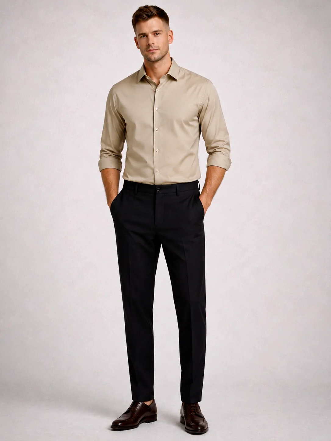 Beige Luxe Stretch Shirt - Image 2
