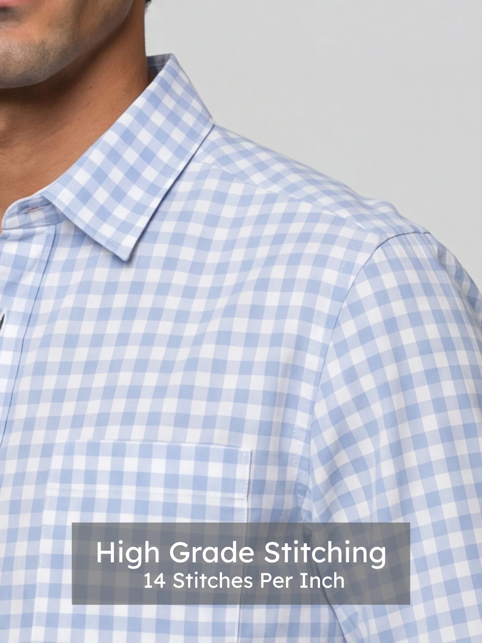 Blue Oxford Check Shirt - Image 5