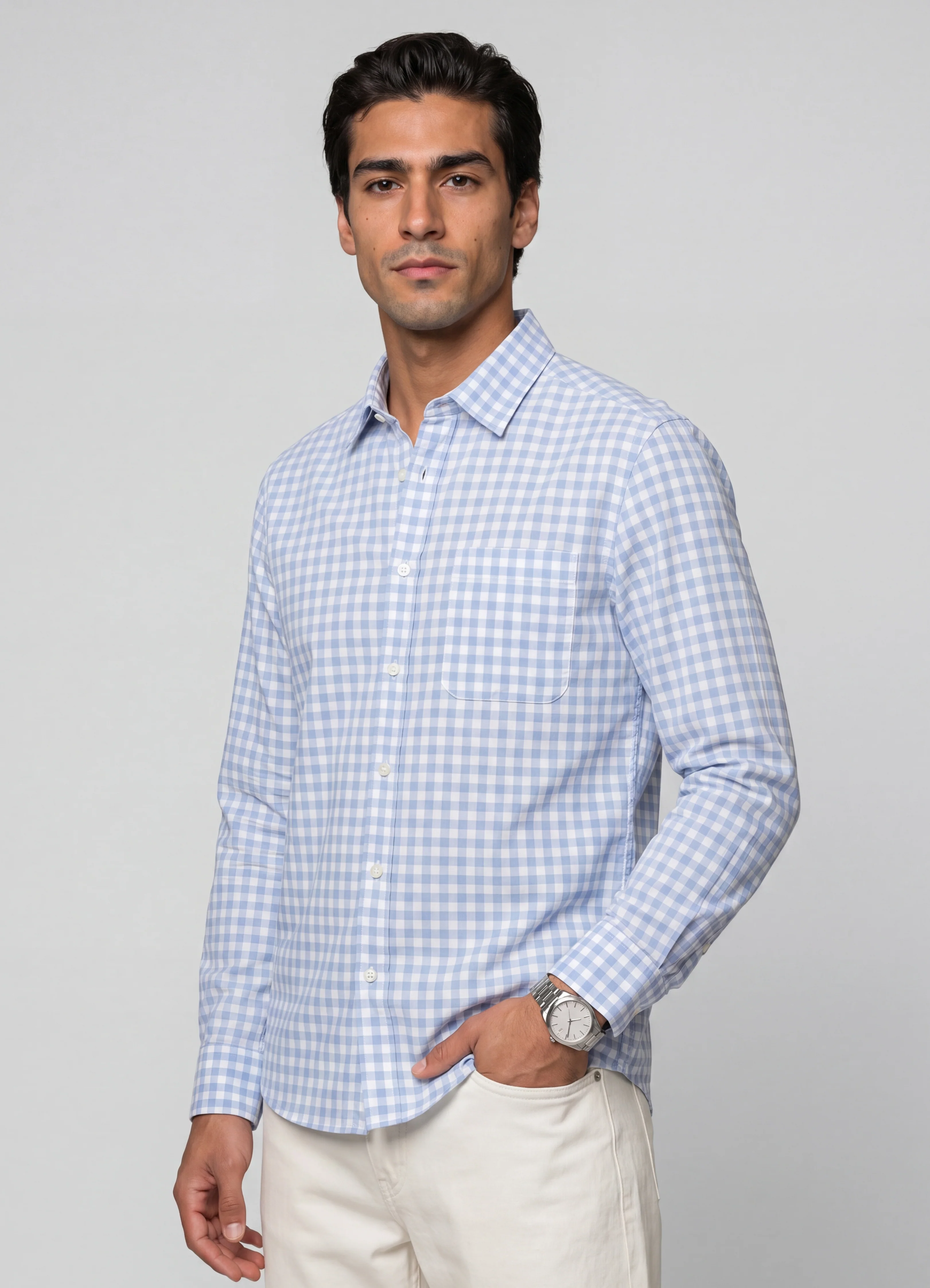 Blue Oxford Check Shirt - Image 6