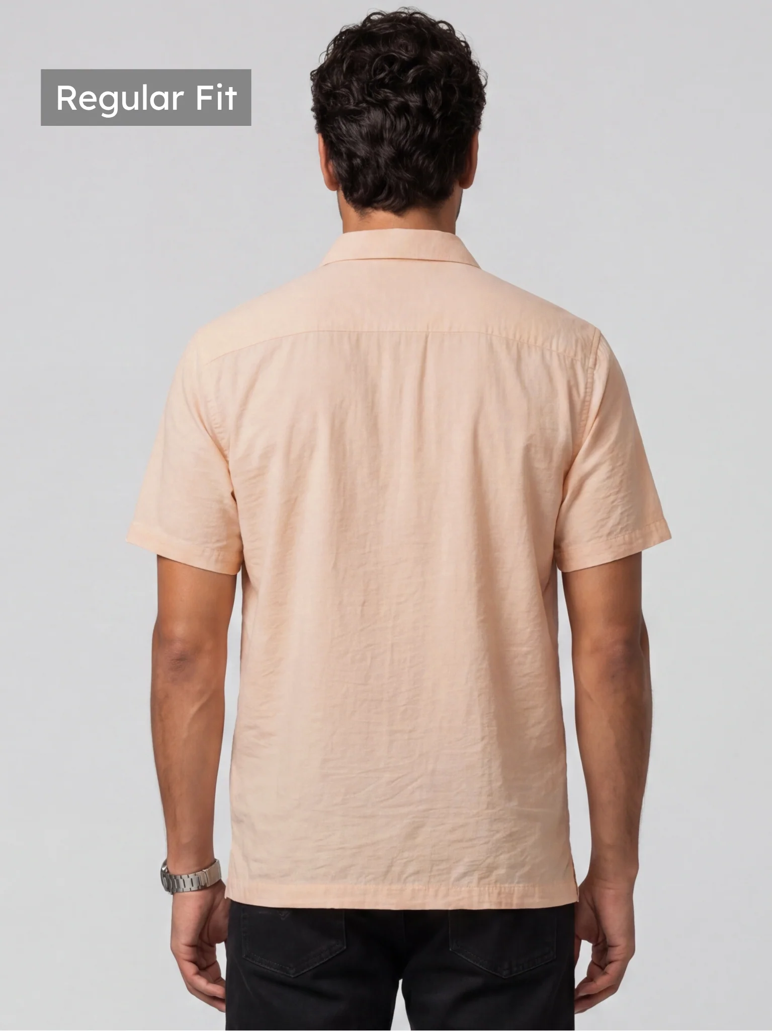 Champagne Pink Crinkled Solid Shirt - Image 3