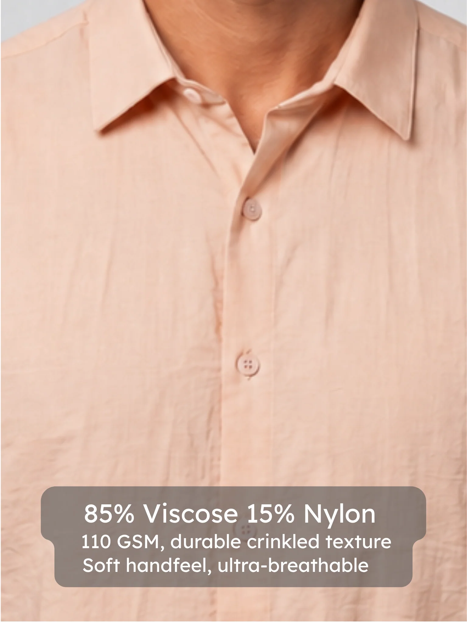 Champagne Pink Crinkled Solid Shirt - Image 4