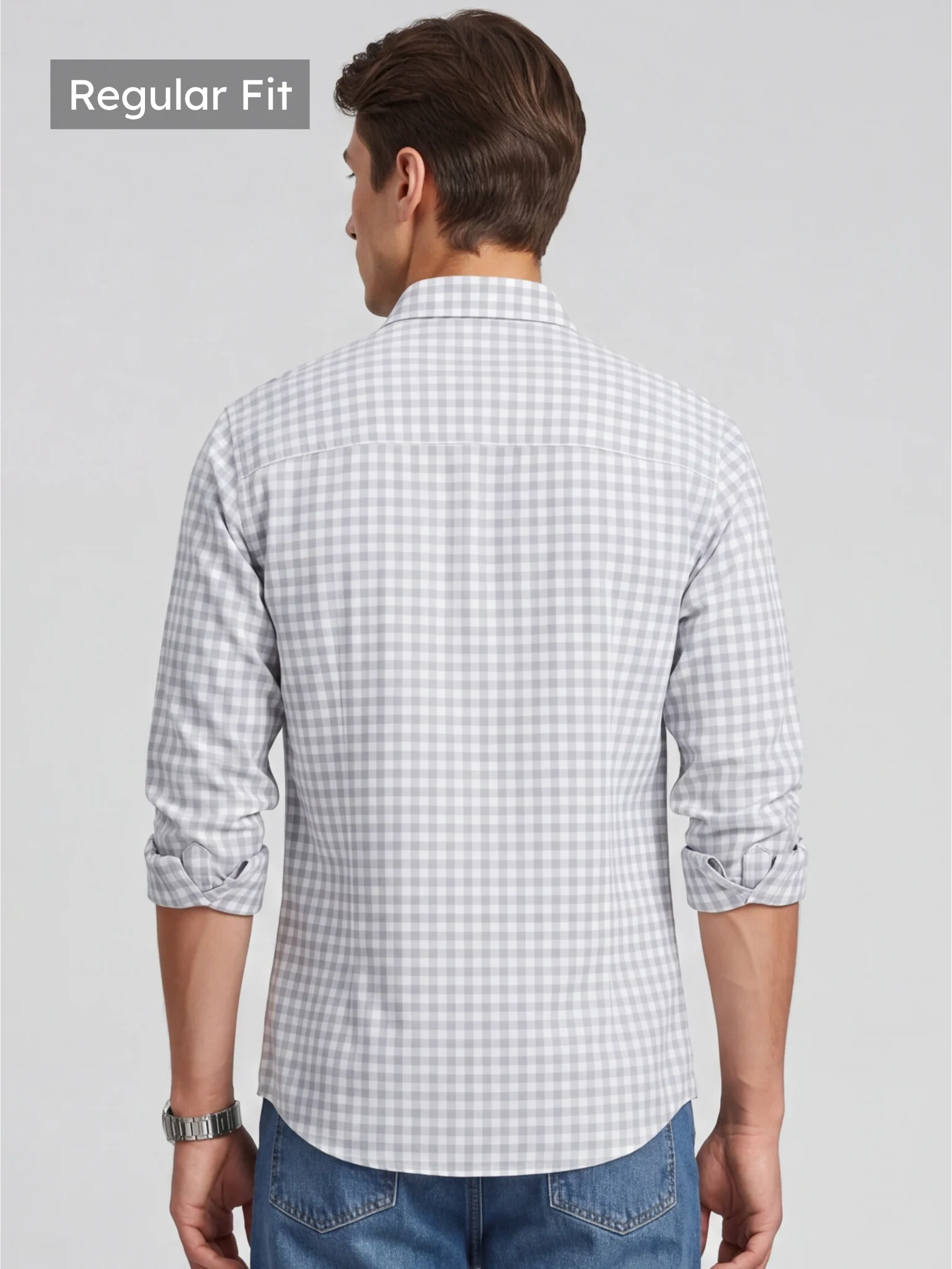 Grey Oxford Check Shirt - Image 3