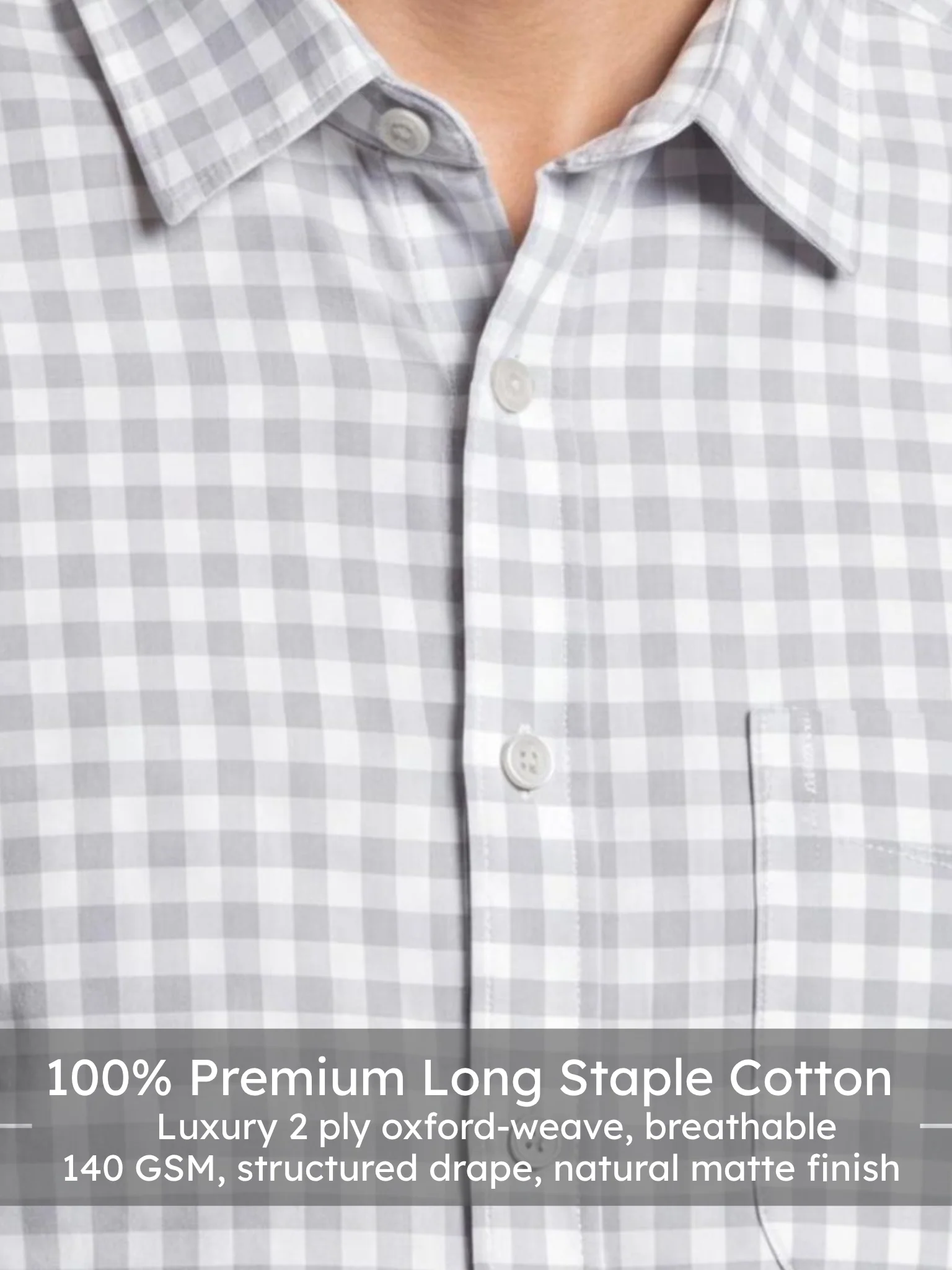 Grey Oxford Check Shirt - Image 4