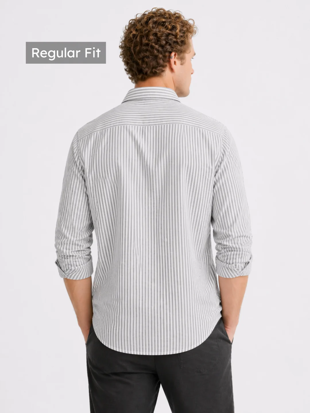 Grey Oxford Striped Shirt - Image 4