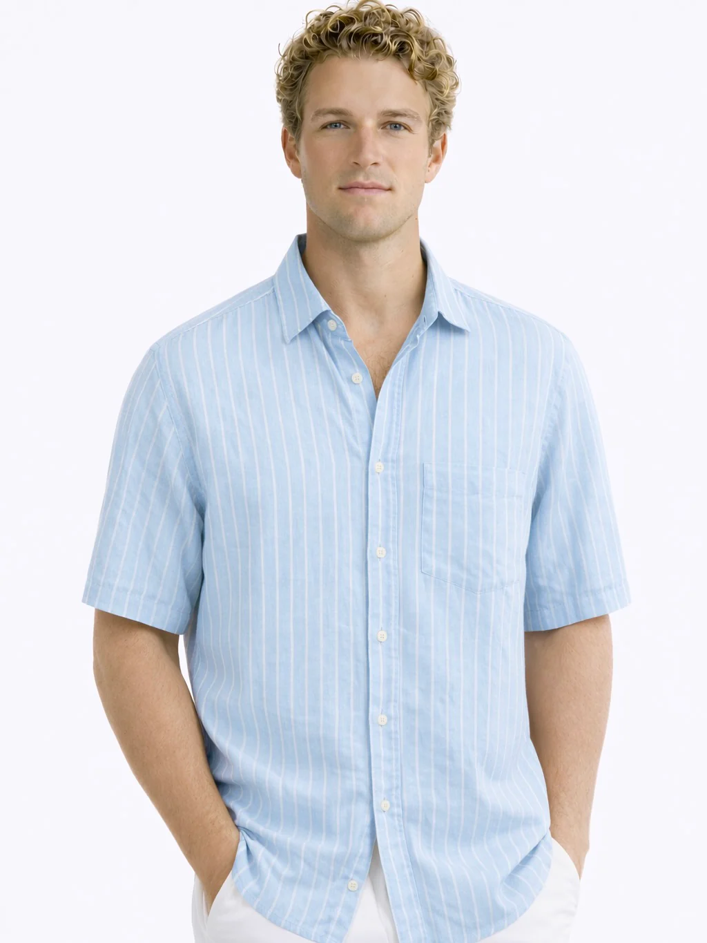 Linen Rich Blue Striped Shirt
