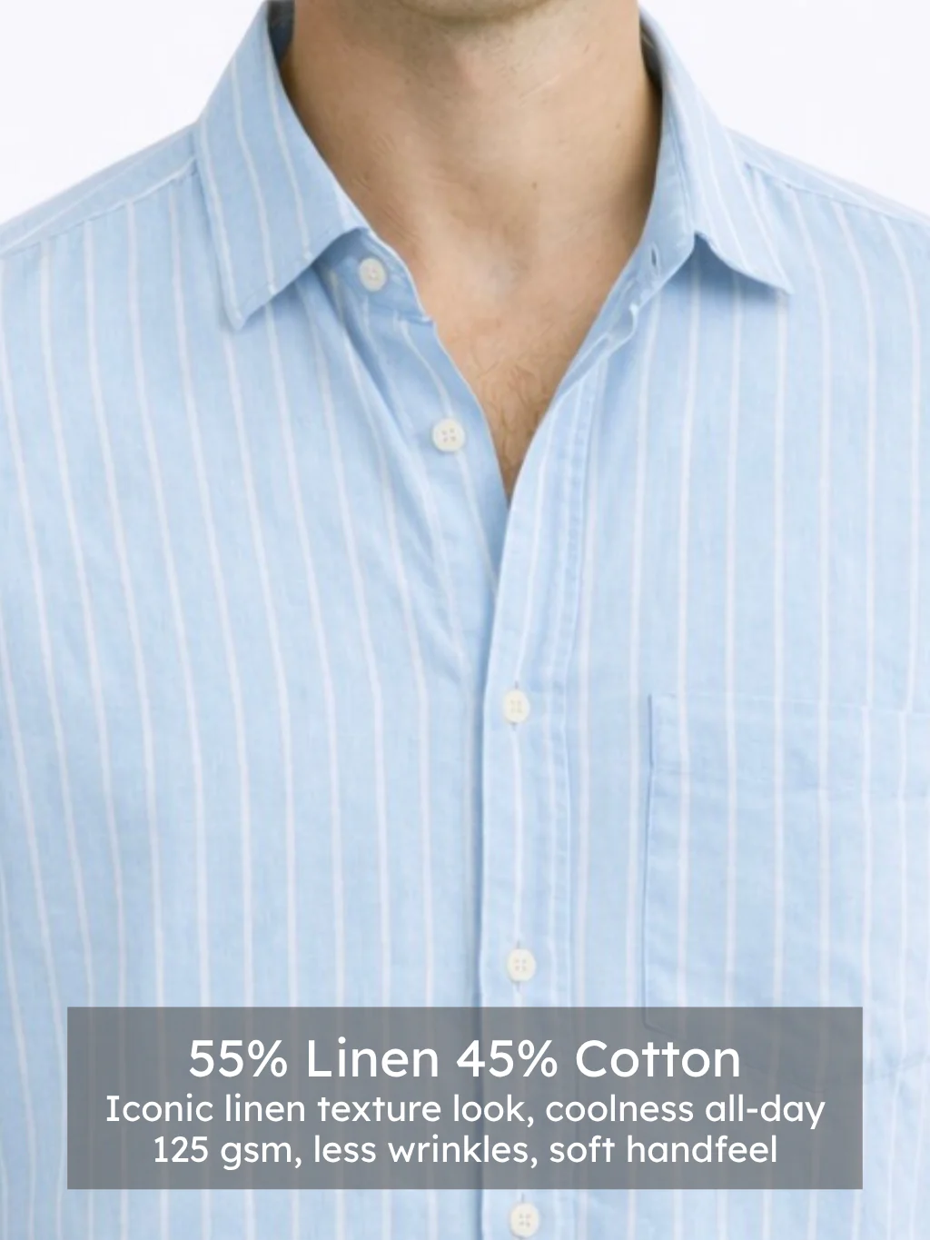 Linen Rich Blue Striped Shirt - Image 5
