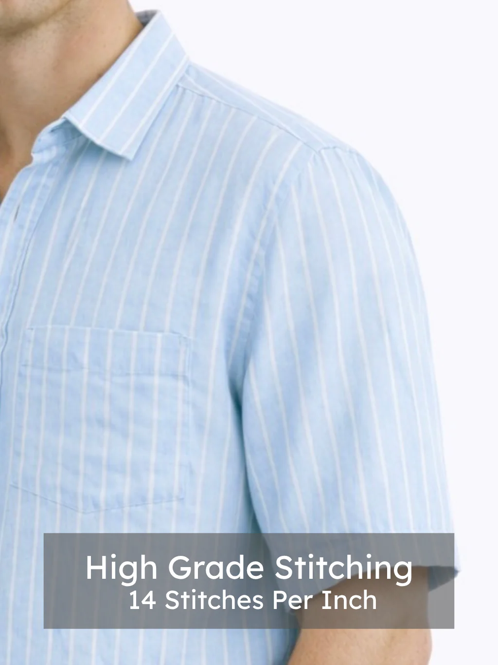 Linen Rich Blue Striped Shirt - Image 6