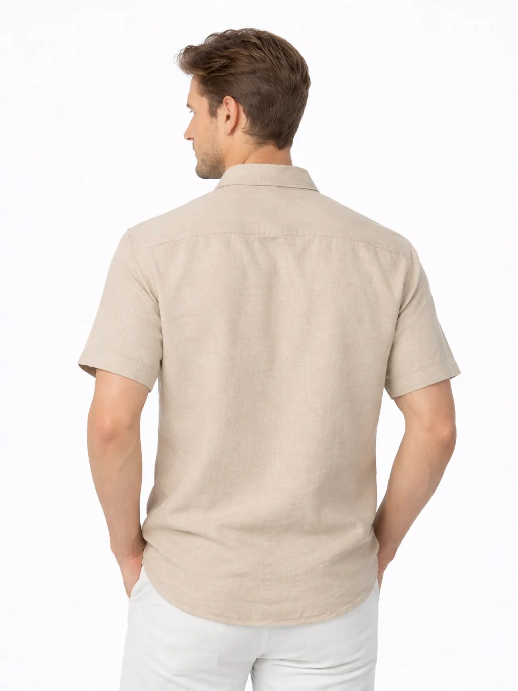 Linen Rich Dark Cream Shirt - Image 3