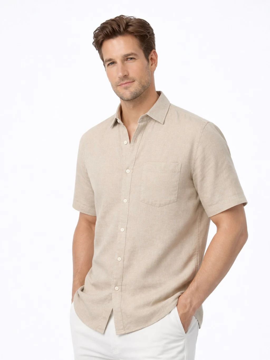 Linen Rich Dark Cream Shirt - Image 6