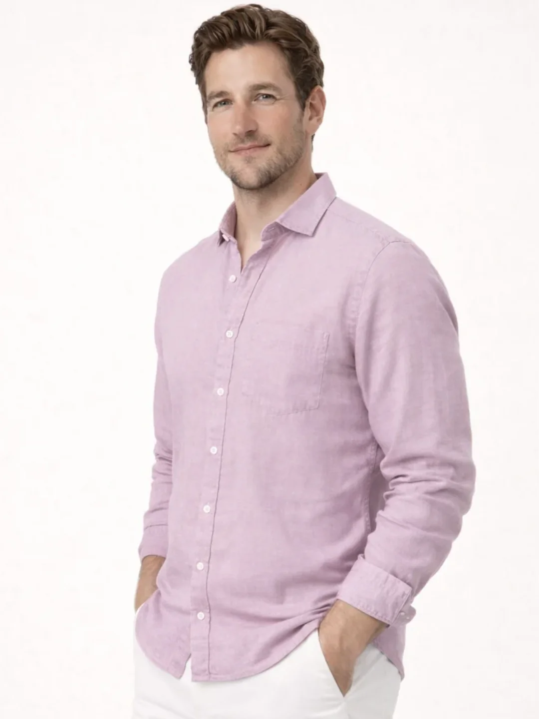 Linen Rich Dawn Pink Shirt - Image 6
