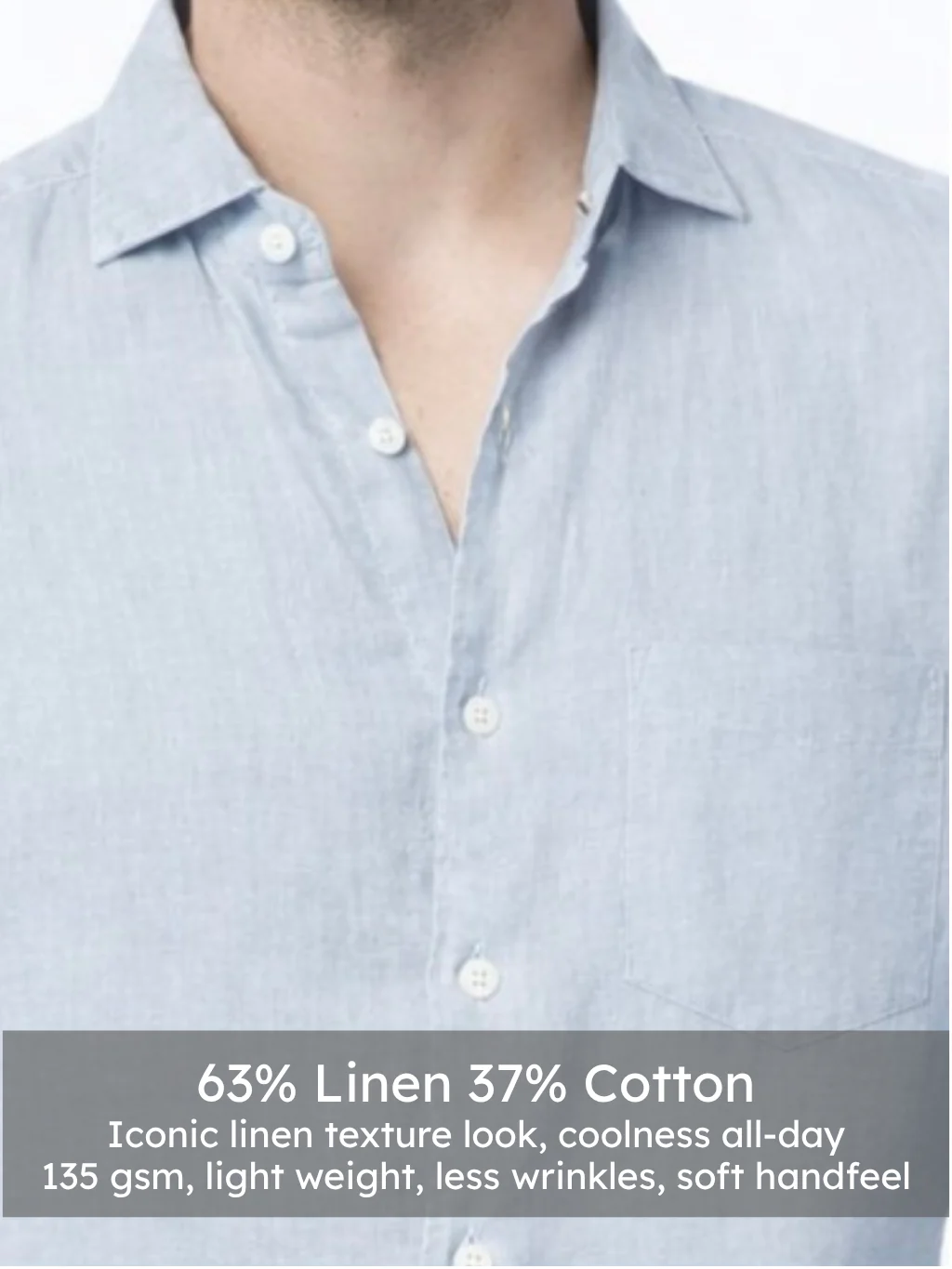 Linen Rich Light Blue Shirt - Image 4