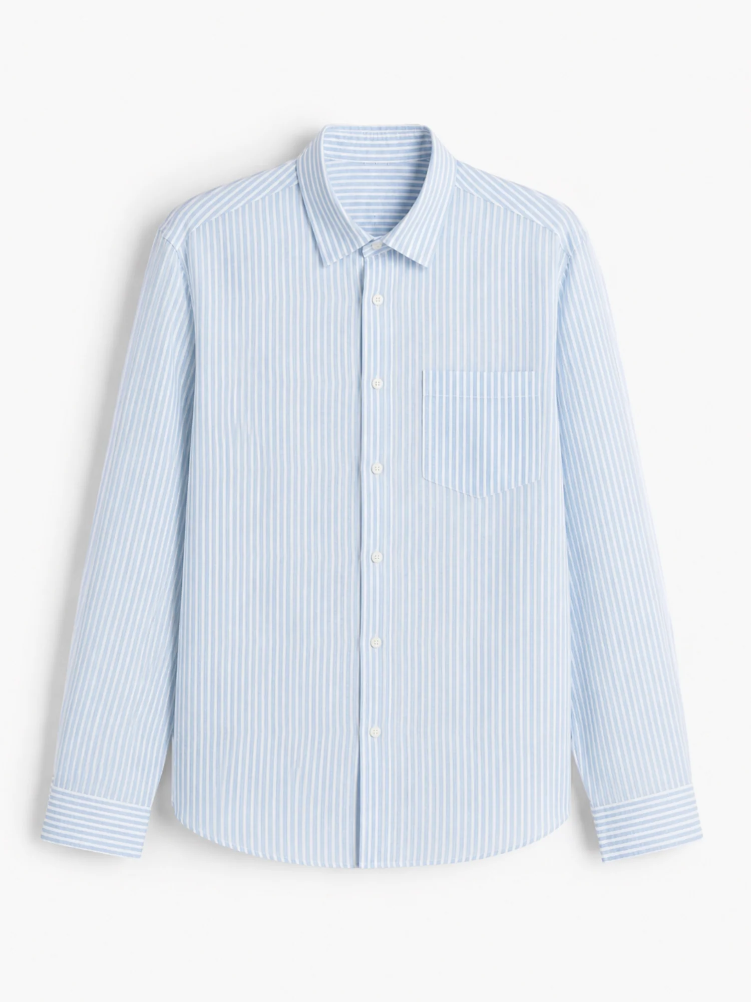 Linen Rich Light Blue Striped Shirt - Image 6