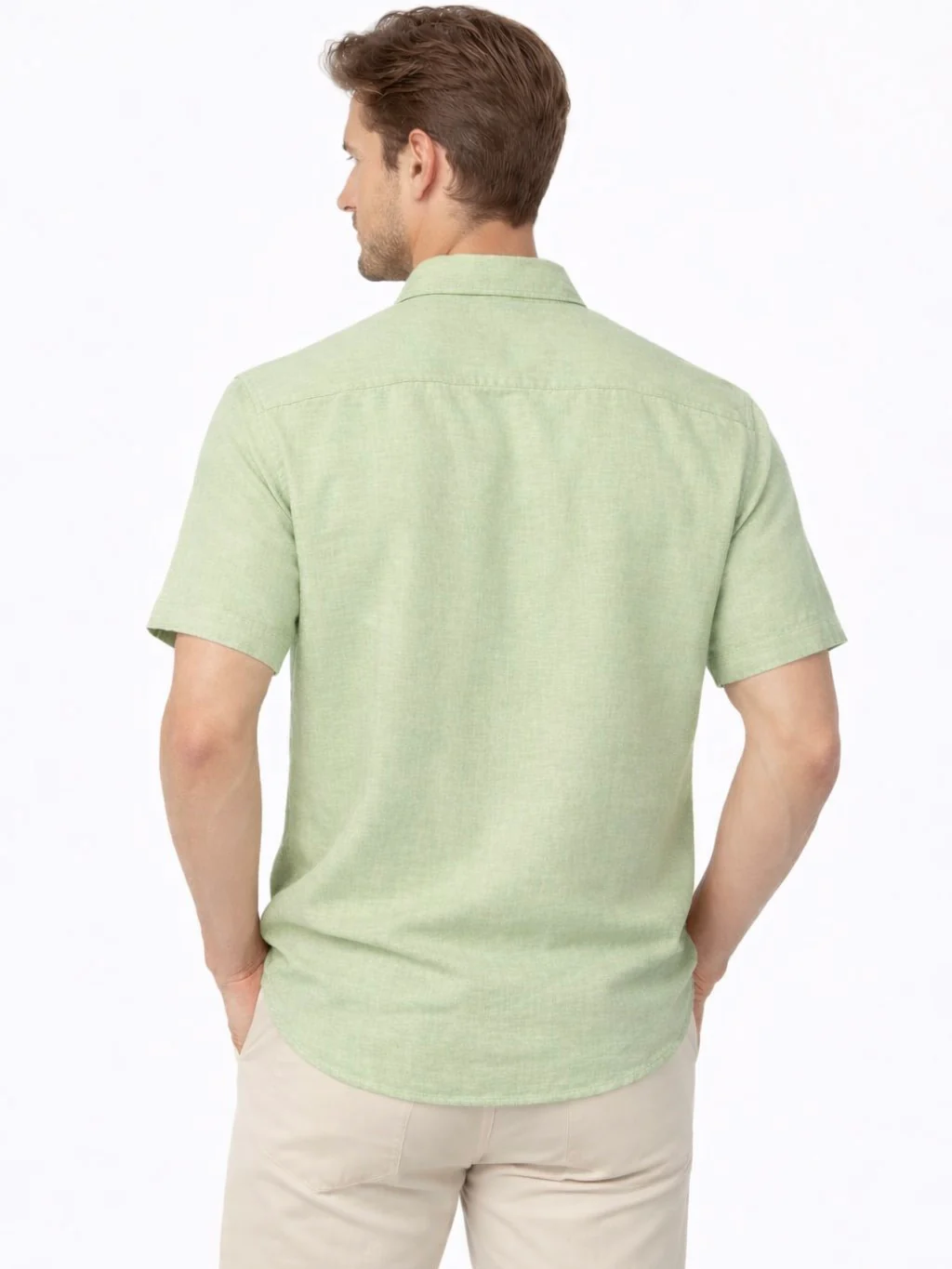 Linen Rich Sage Green Shirt - Image 3