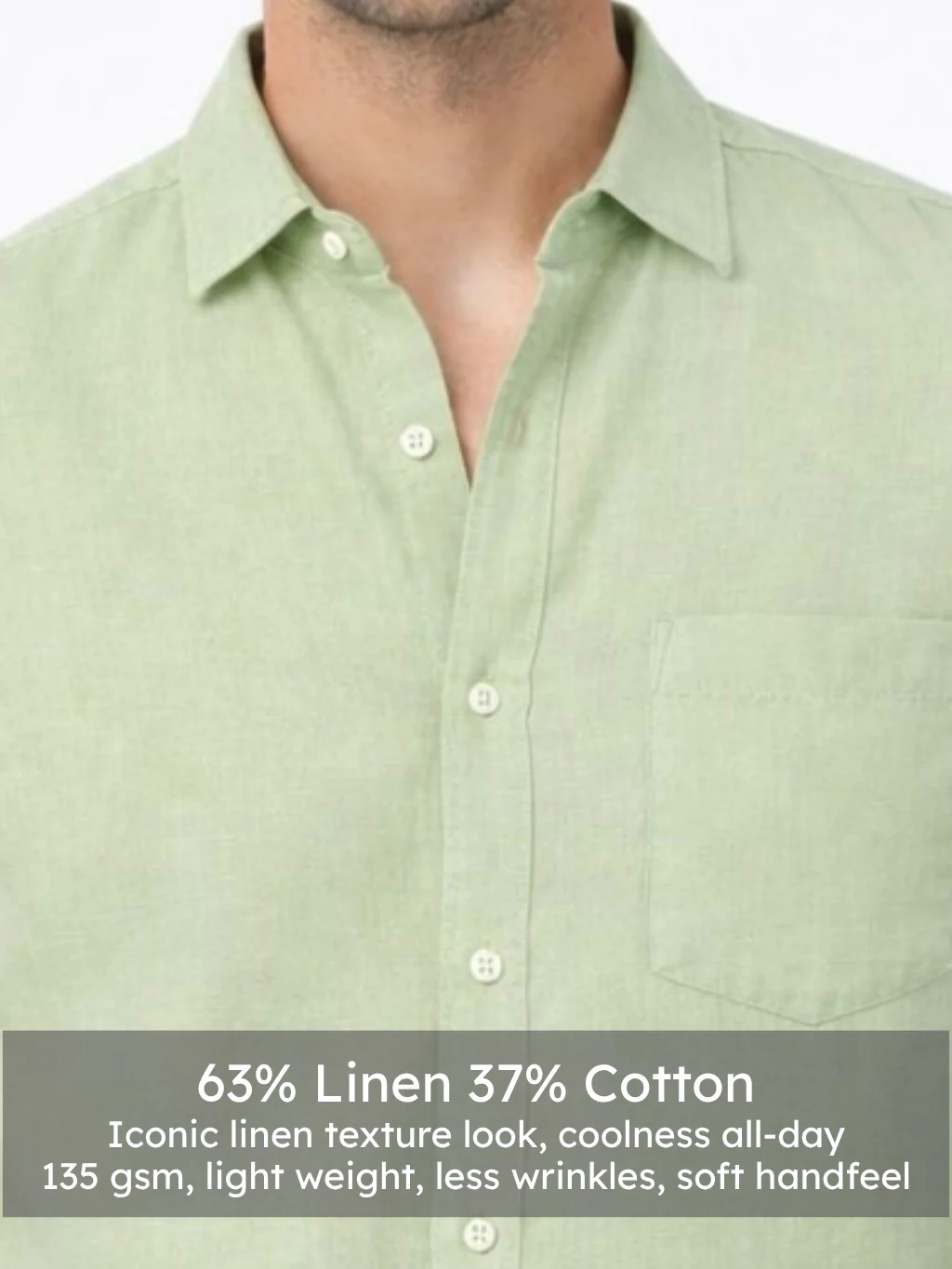 Linen Rich Sage Green Shirt - Image 4