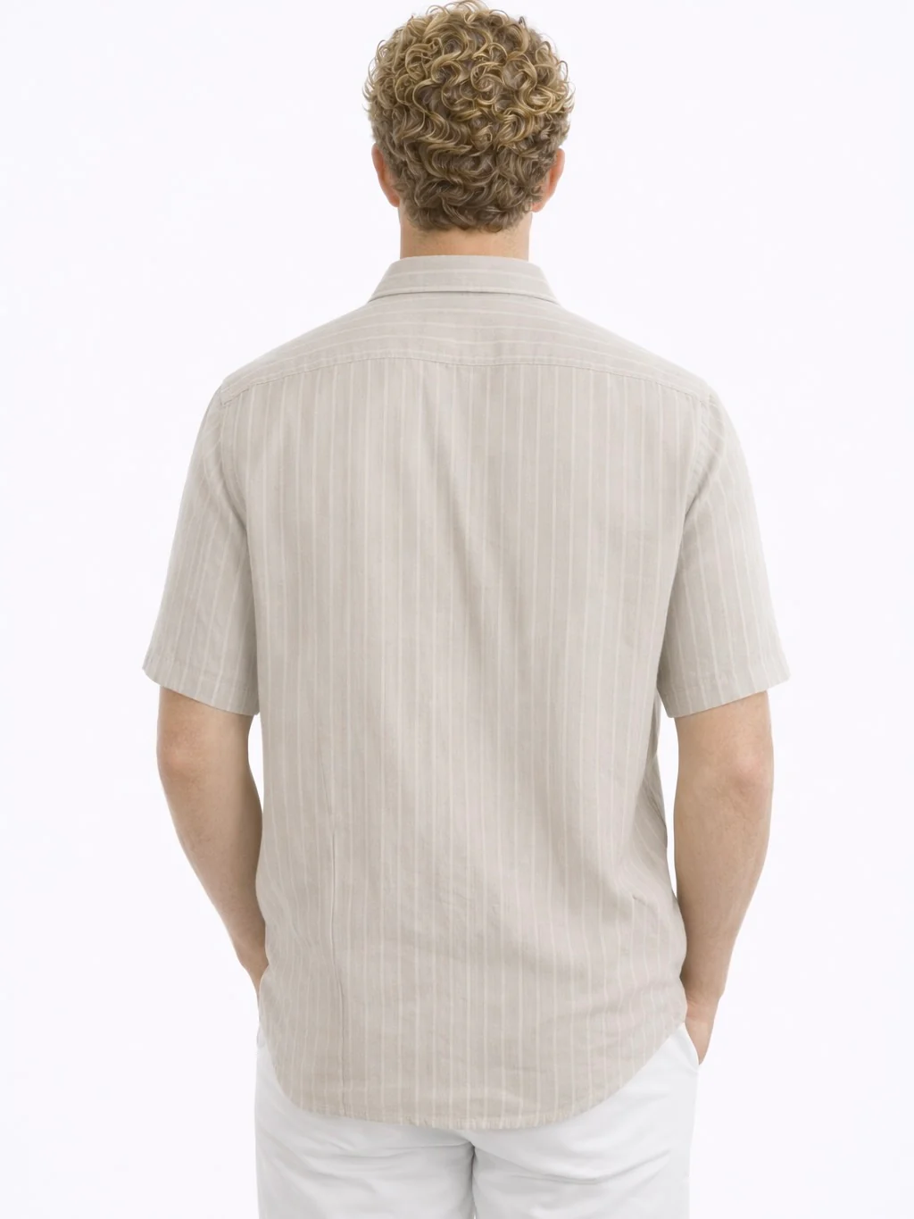 Linen Rich Silver Grey Striped Shirt - Image 4