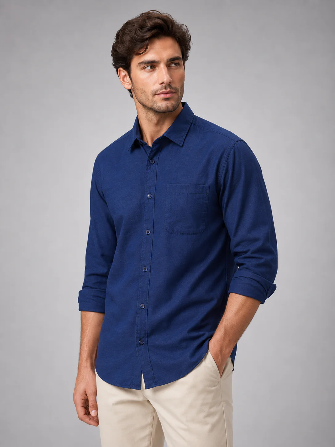 Navy Blue Oxford Shirt - Image 6