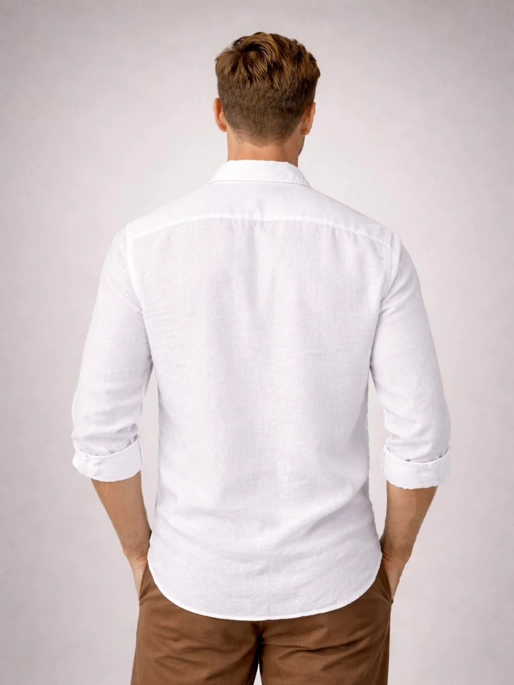 White Pure Italian Linen Shirt - Image 3