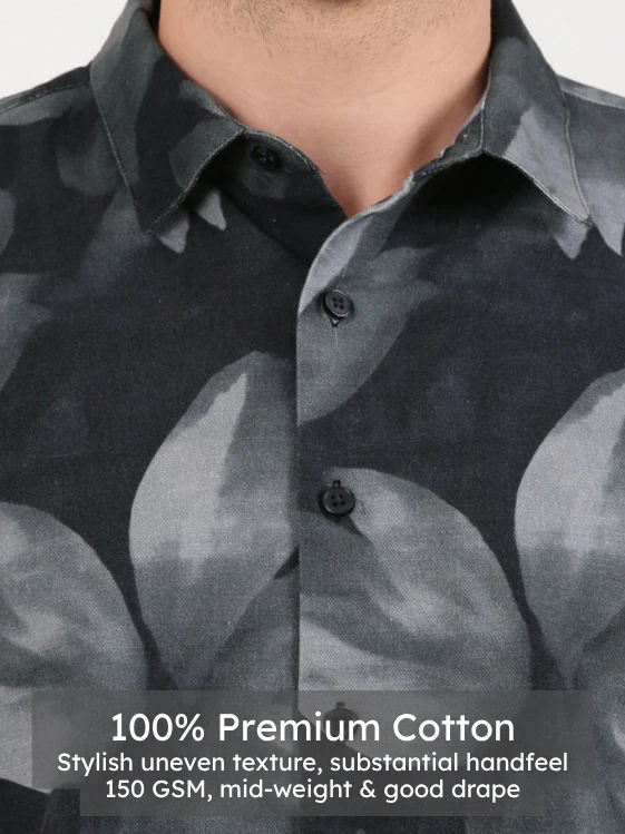 Abstract Charcoal Print Shirt - Image 4