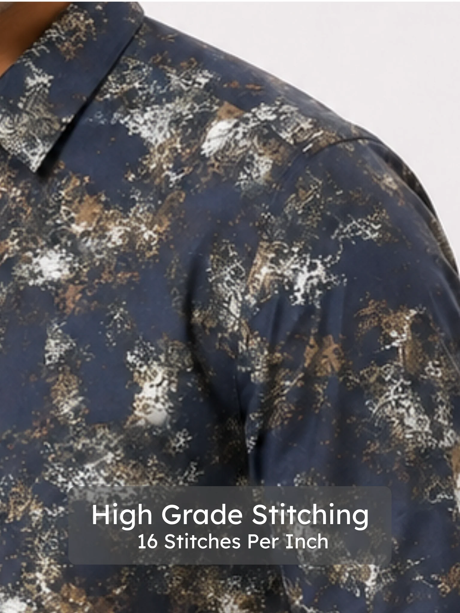Abstract Blue Metallic Print Shirt - Image 5