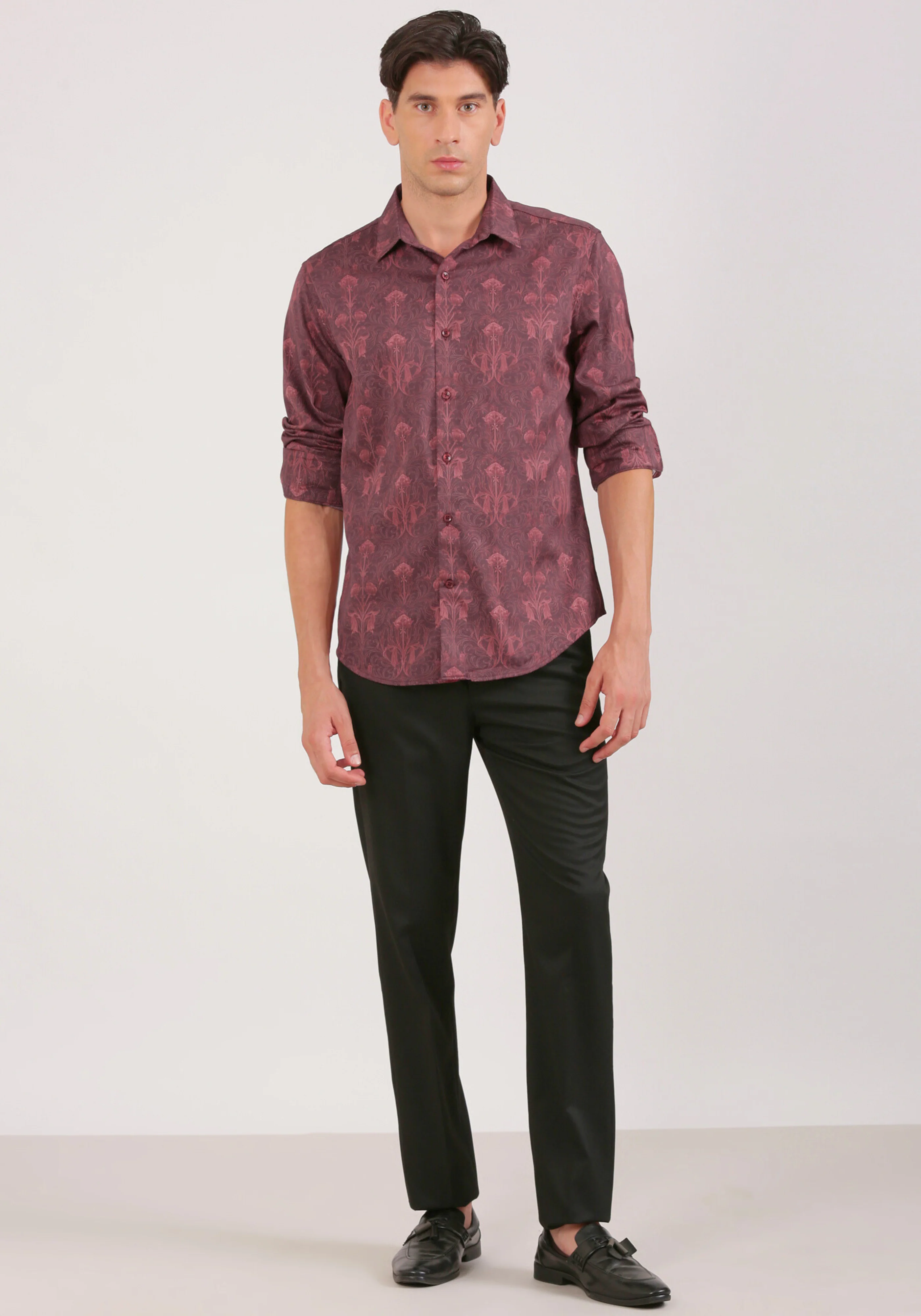 Artistic Maroon Print Shirt - Image 2