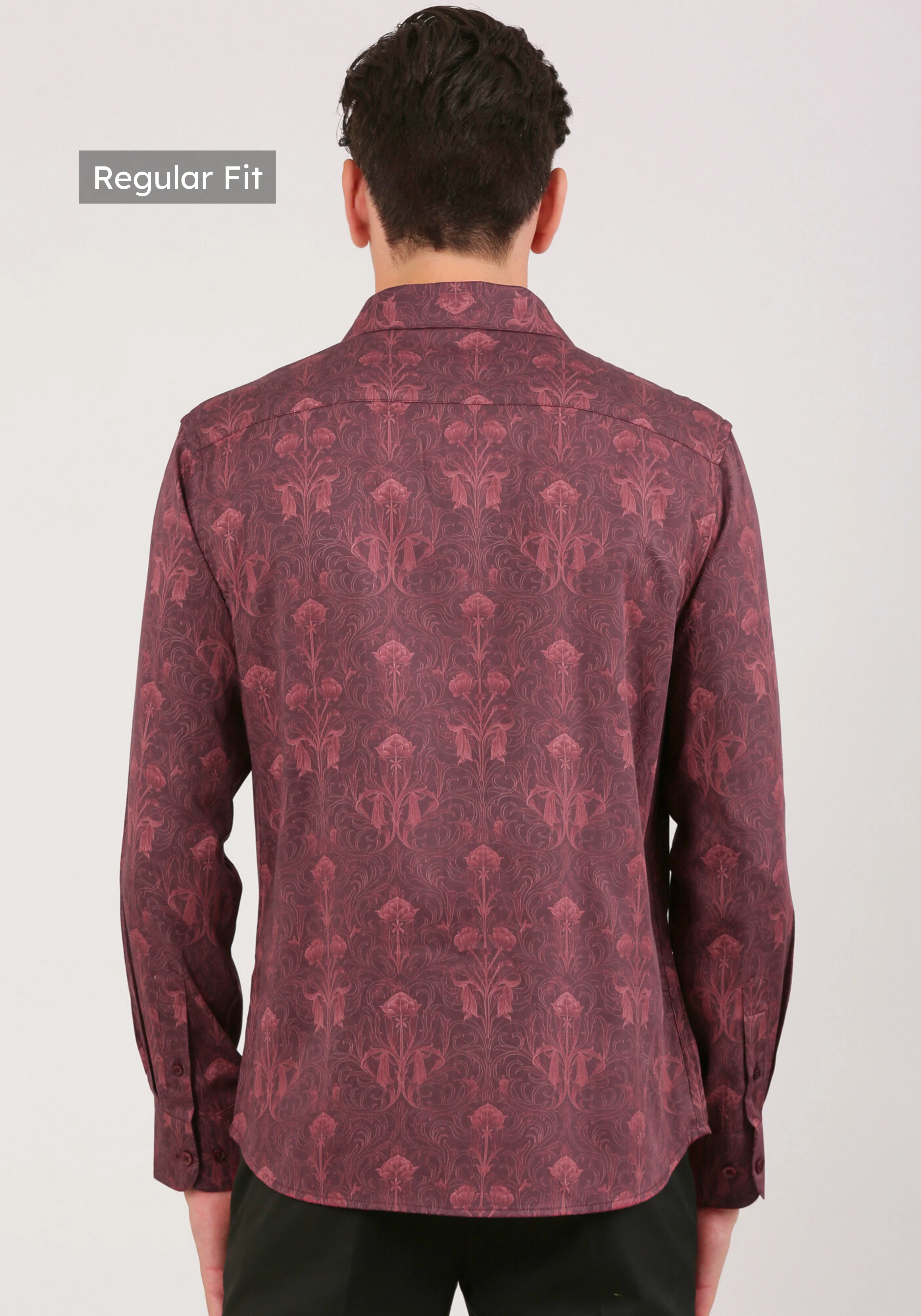 Artistic Maroon Print Shirt - Image 3