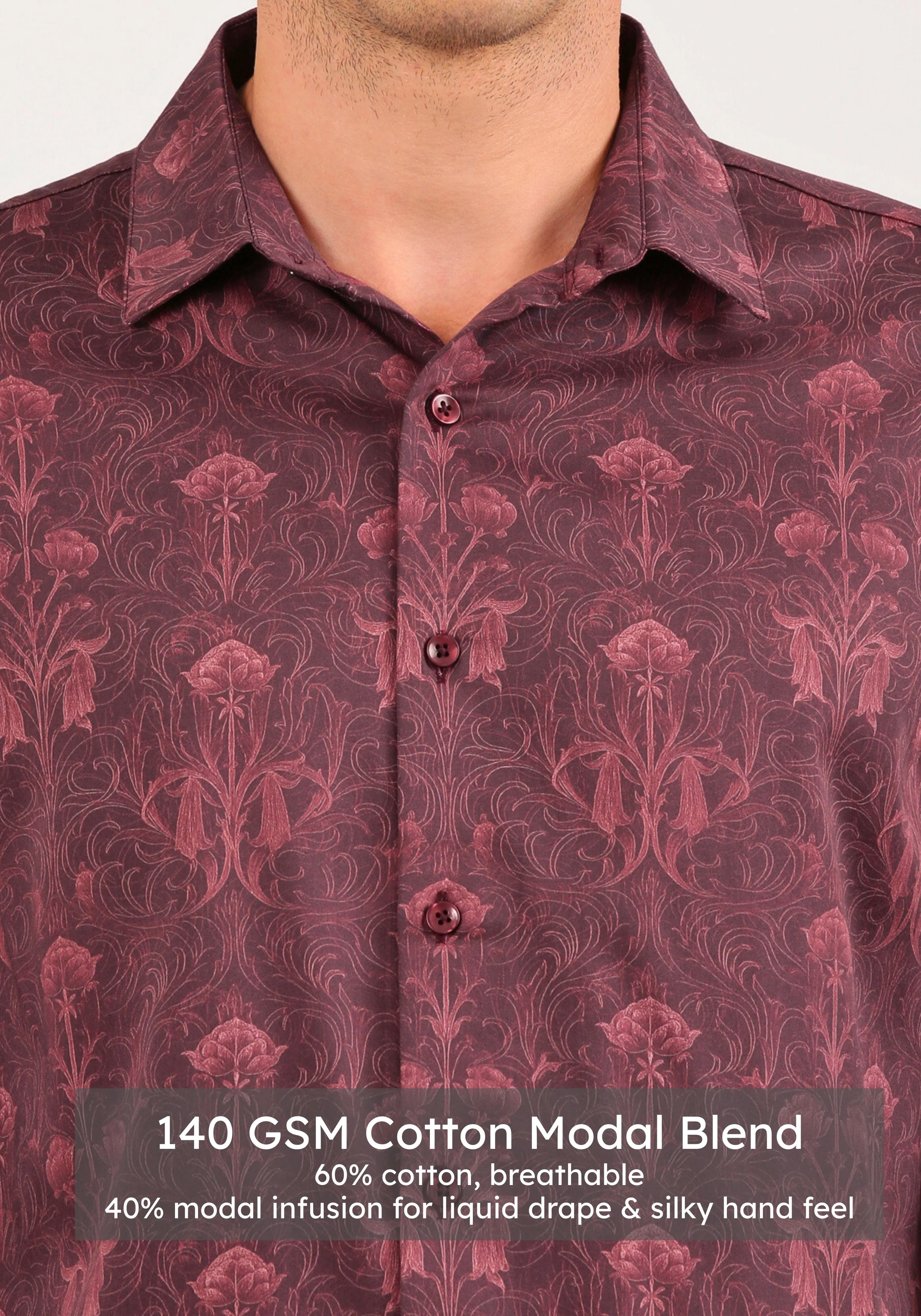 Artistic Maroon Print Shirt - Image 4