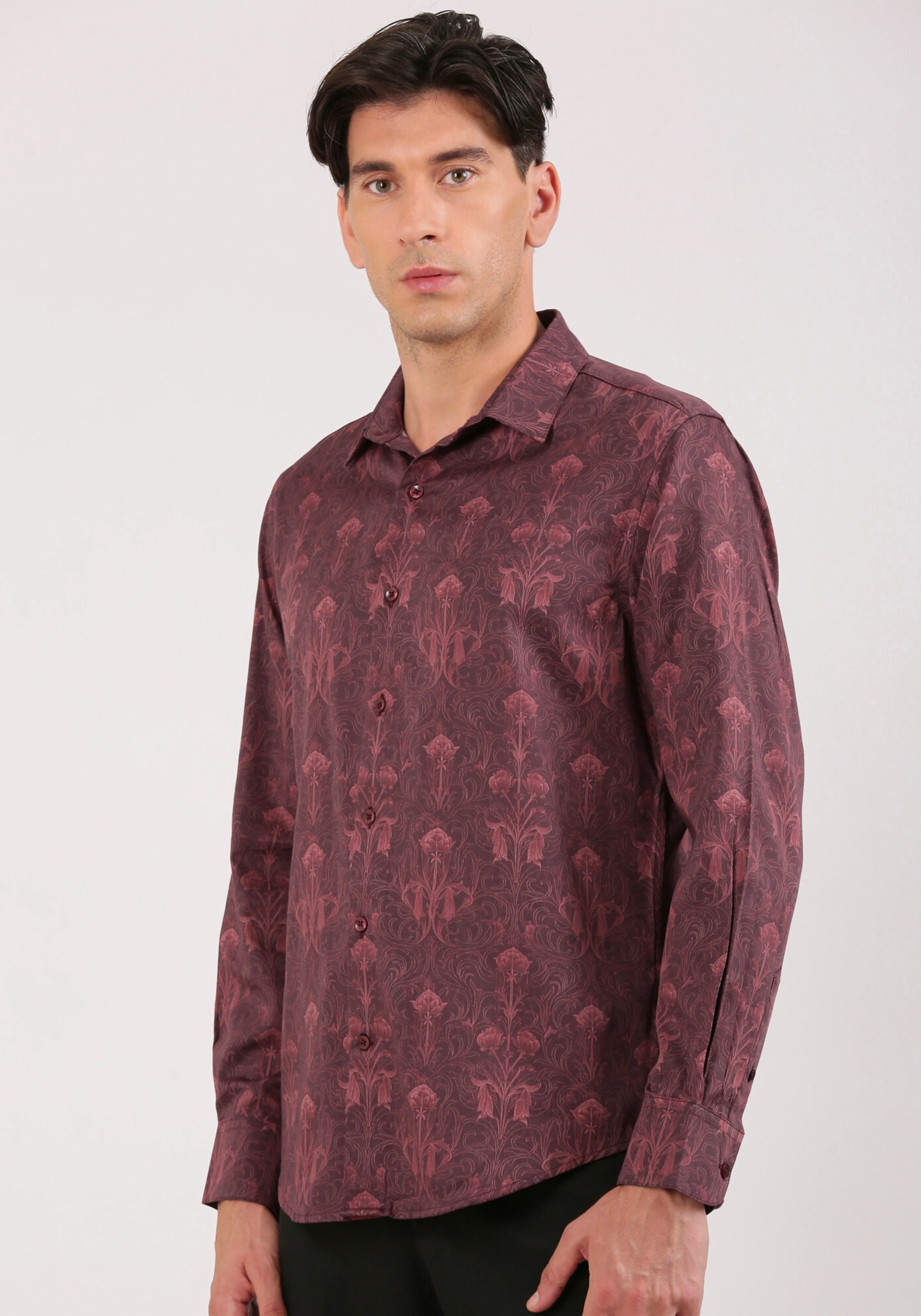 Artistic Maroon Print Shirt - Image 6
