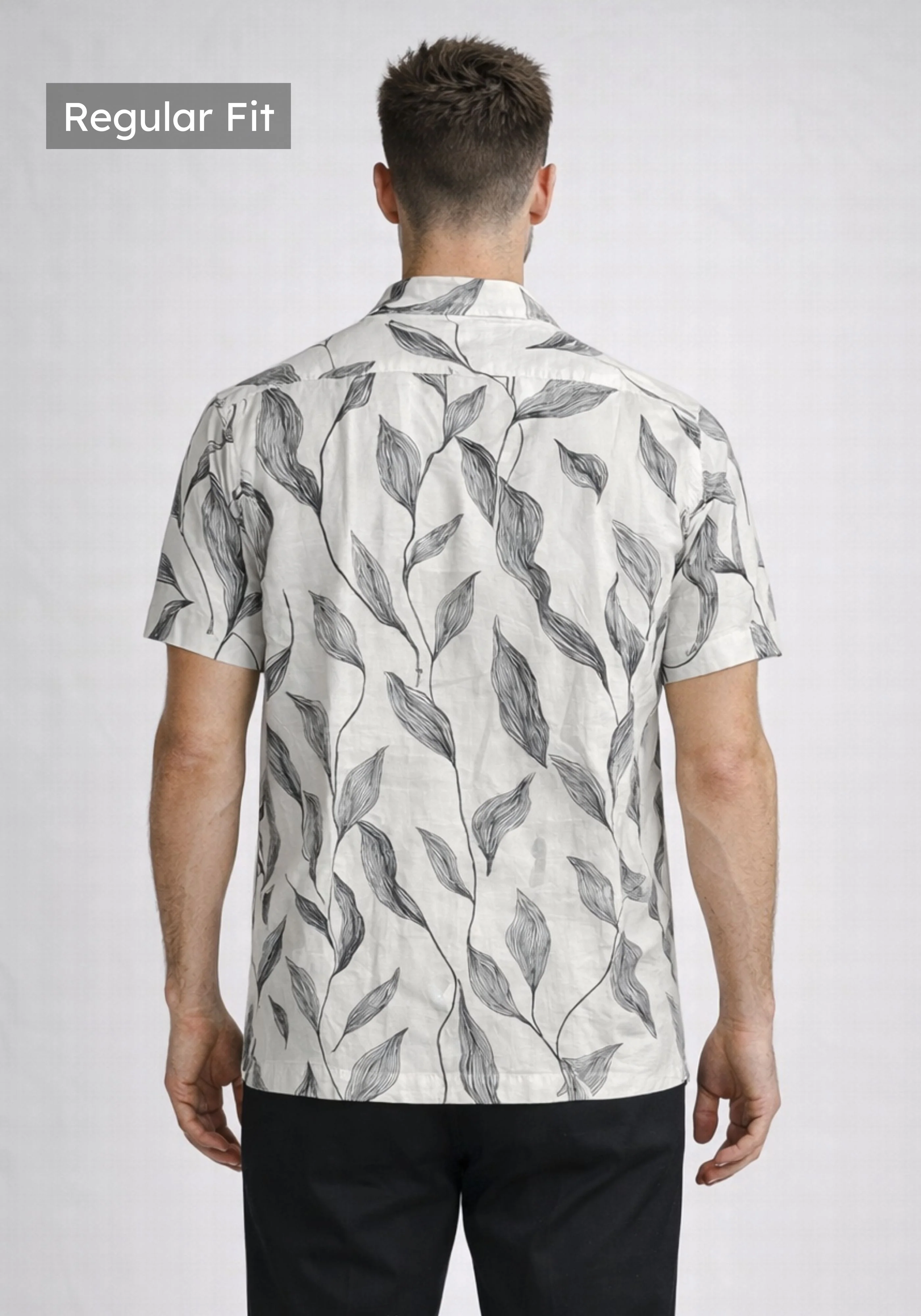 Linen Rich Ivory Print Shirt - Image 3