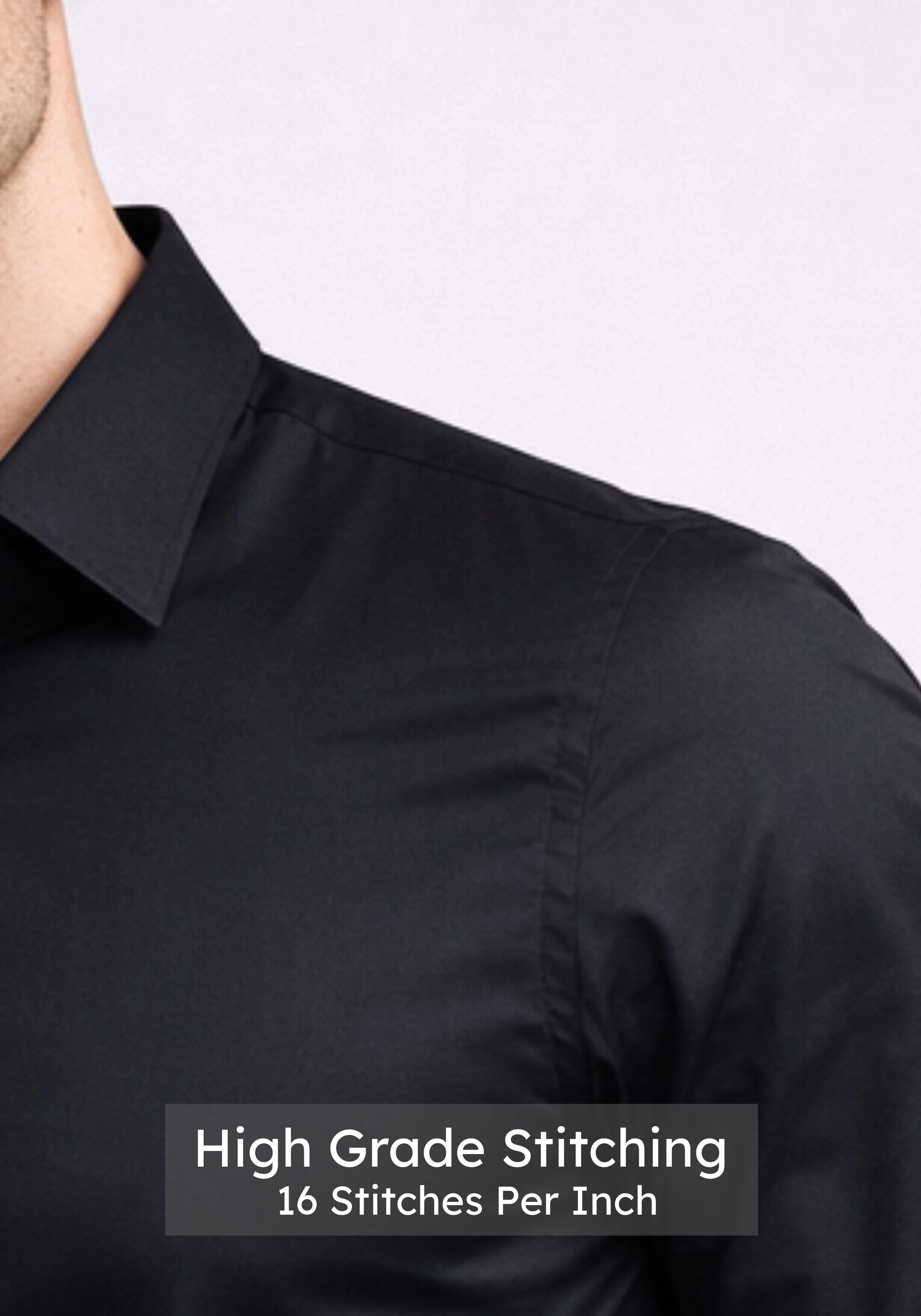 Midnight Black Satin Stretch Shirt - Image 4