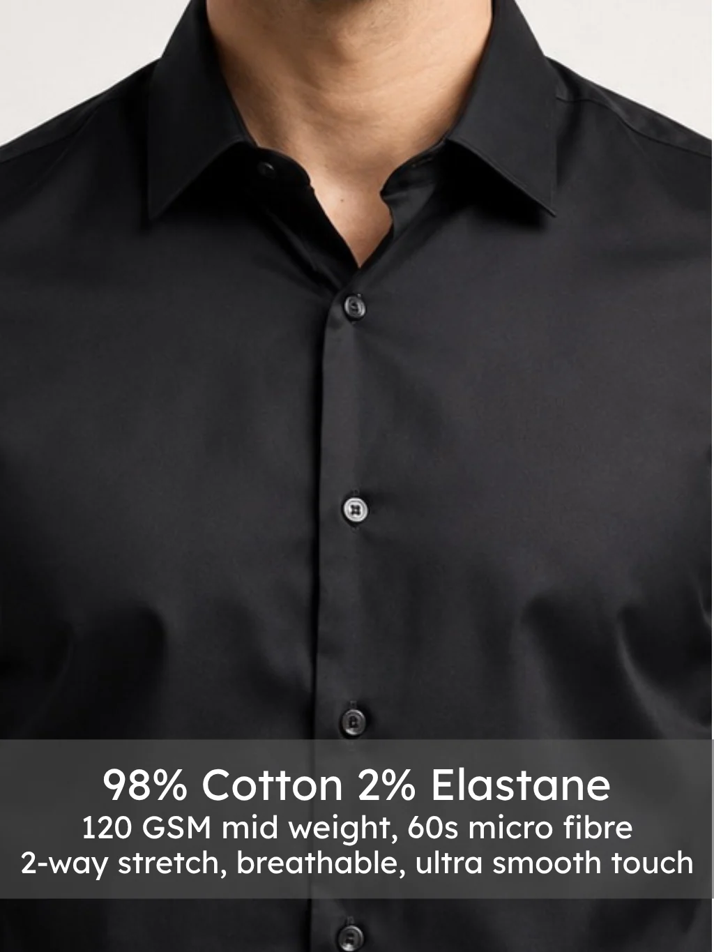 Midnight Black Satin Stretch Shirt - Image 5