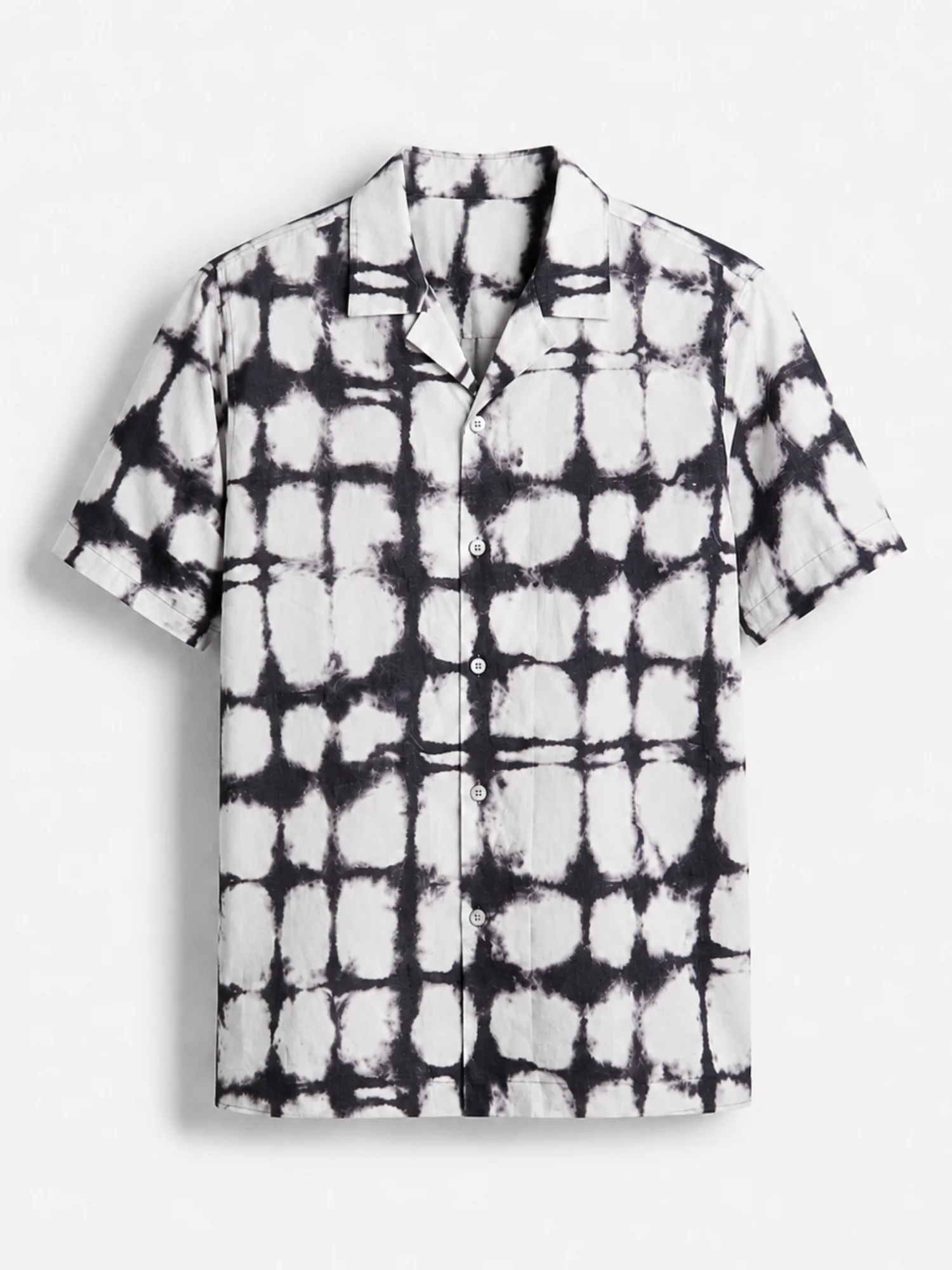 Monochrome Cuban Collar Print Shirt - Image 7