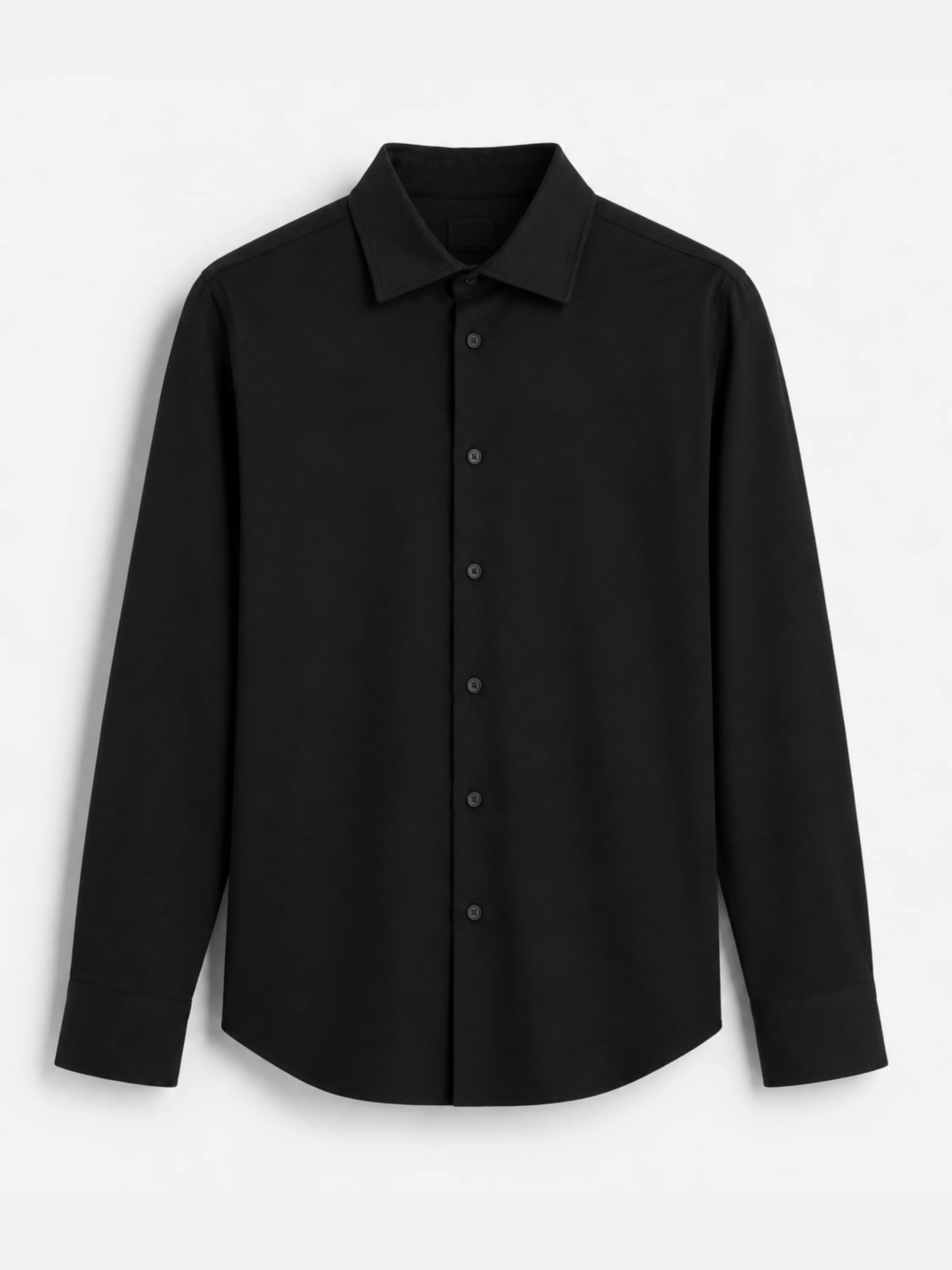 Slim Fit Textured Black Knit Shirt - Image 8