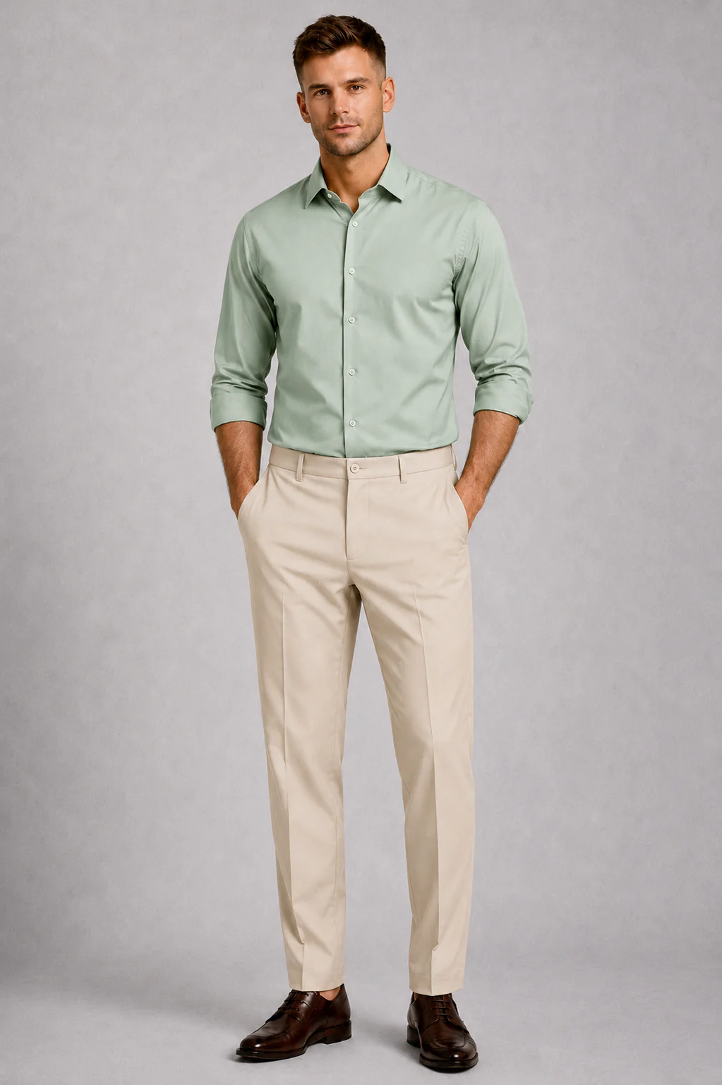 Sage Green Luxe Stretch Shirt - Image 2