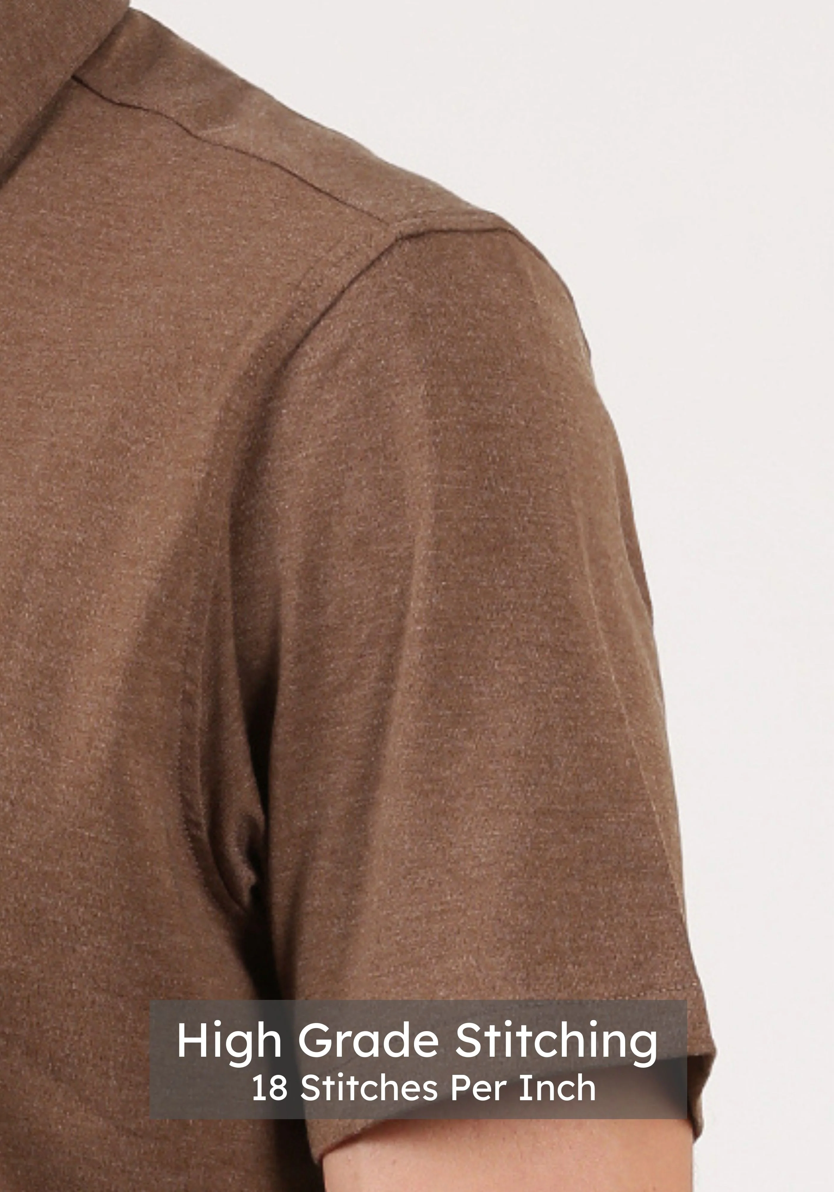 Slim Fit Mocha Brown Knit Shirt - Image 5