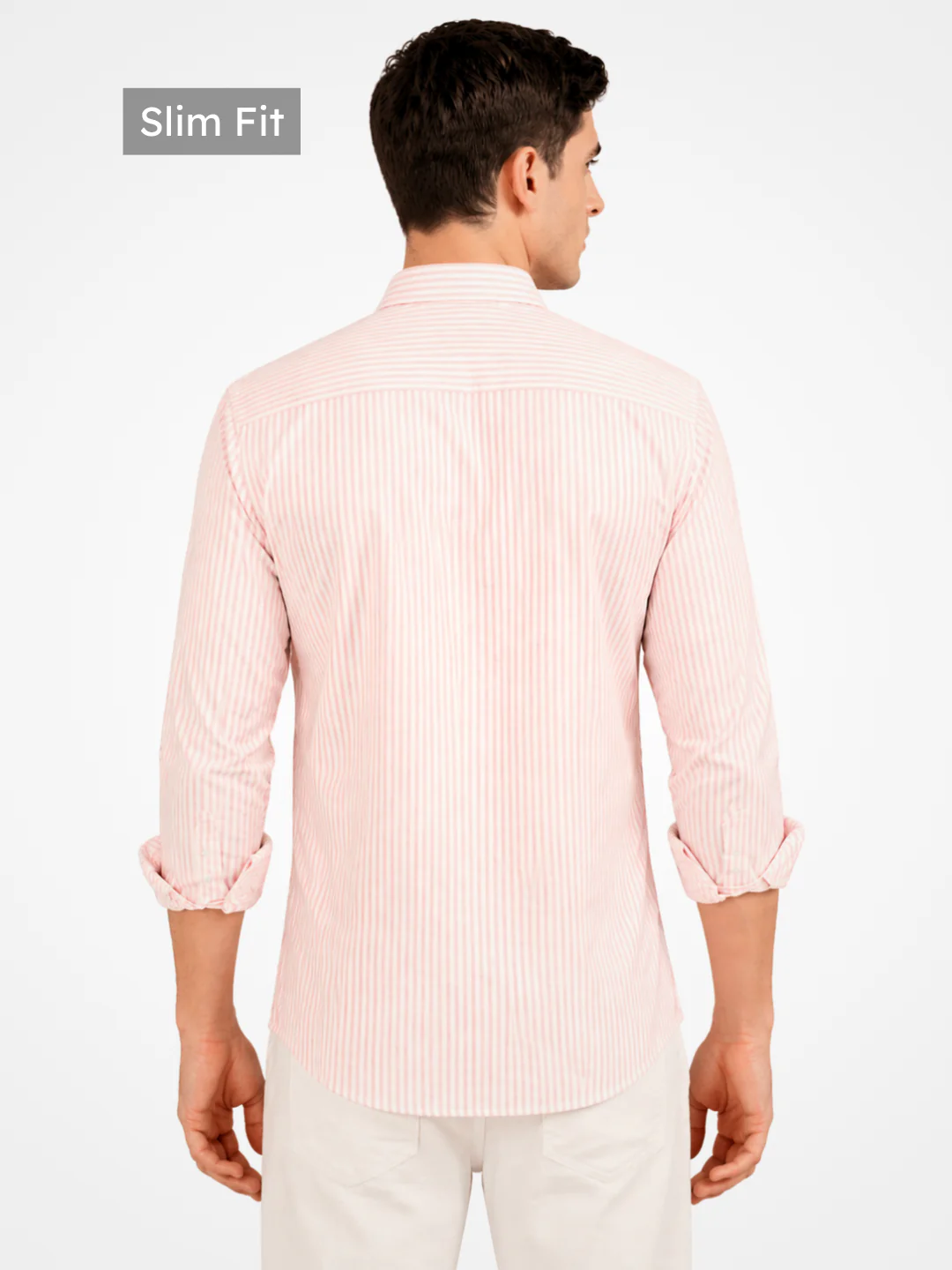 Slim Fit Blossom Pink Striped Knit Shirt - Image 4