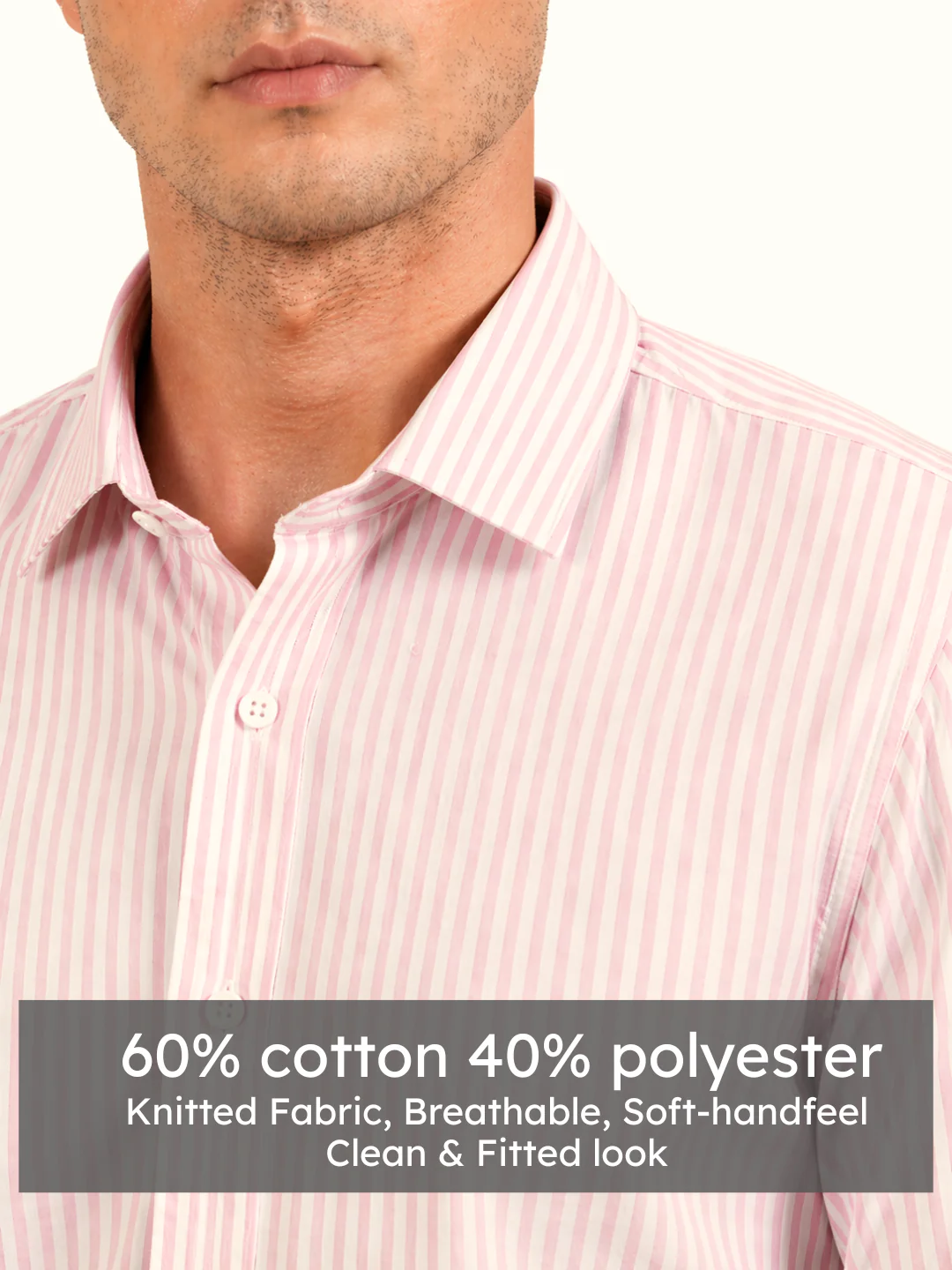 Slim Fit Blossom Pink Striped Knit Shirt - Image 5
