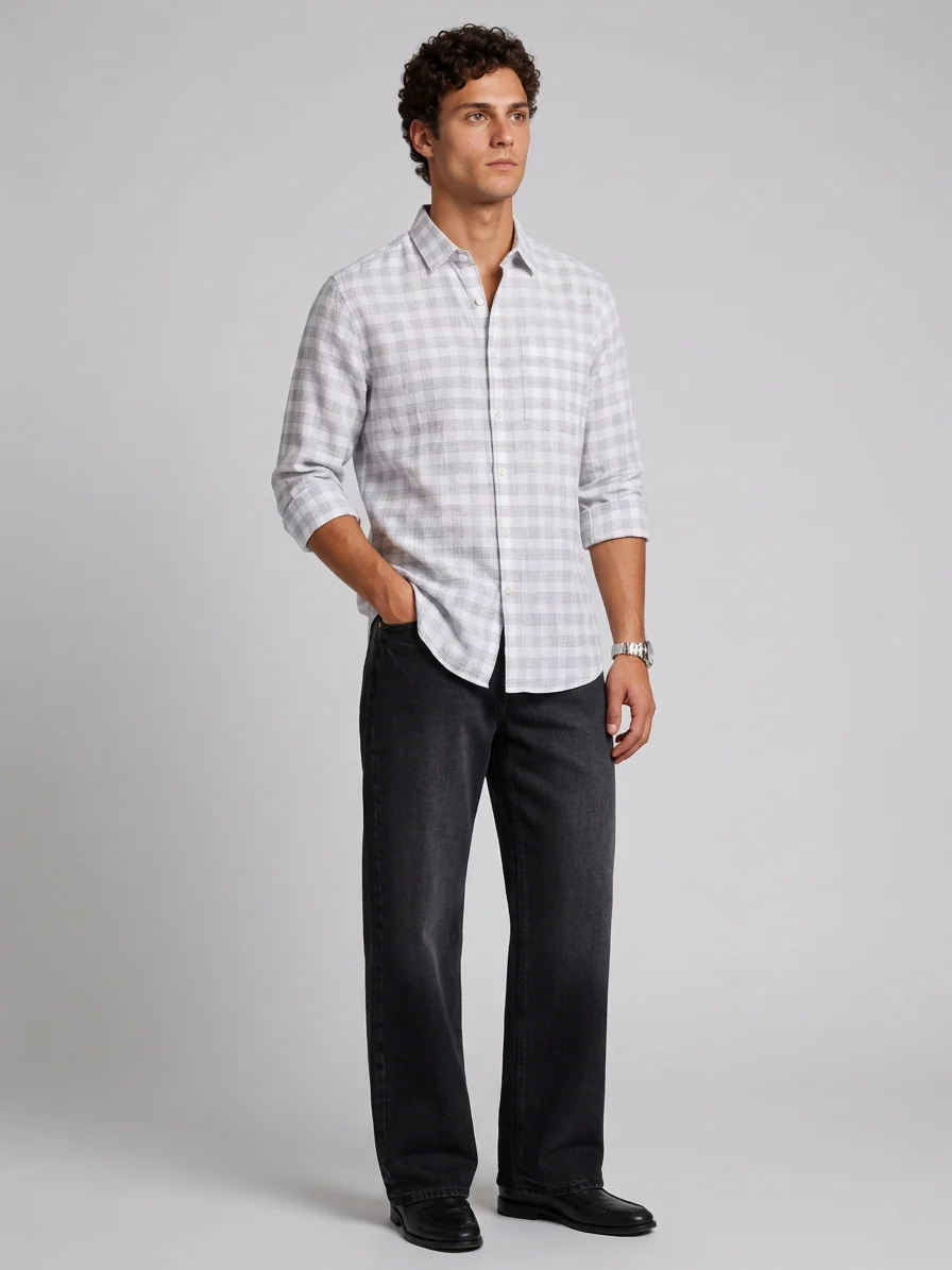 Urban White Check Shirt - Image 2