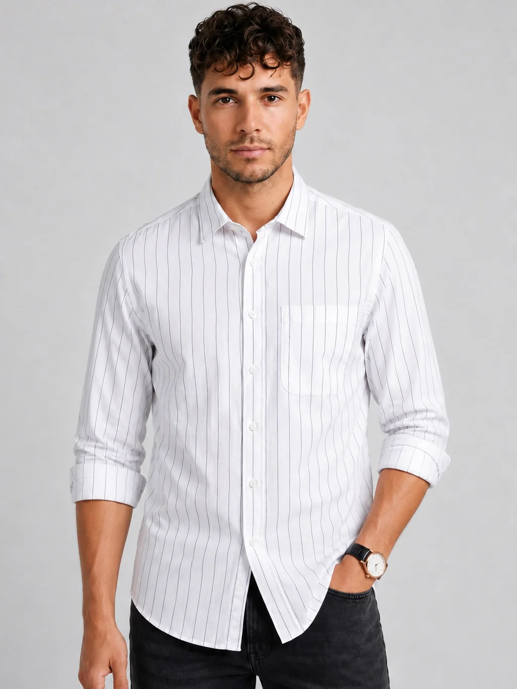 White Oxford Striped Shirt