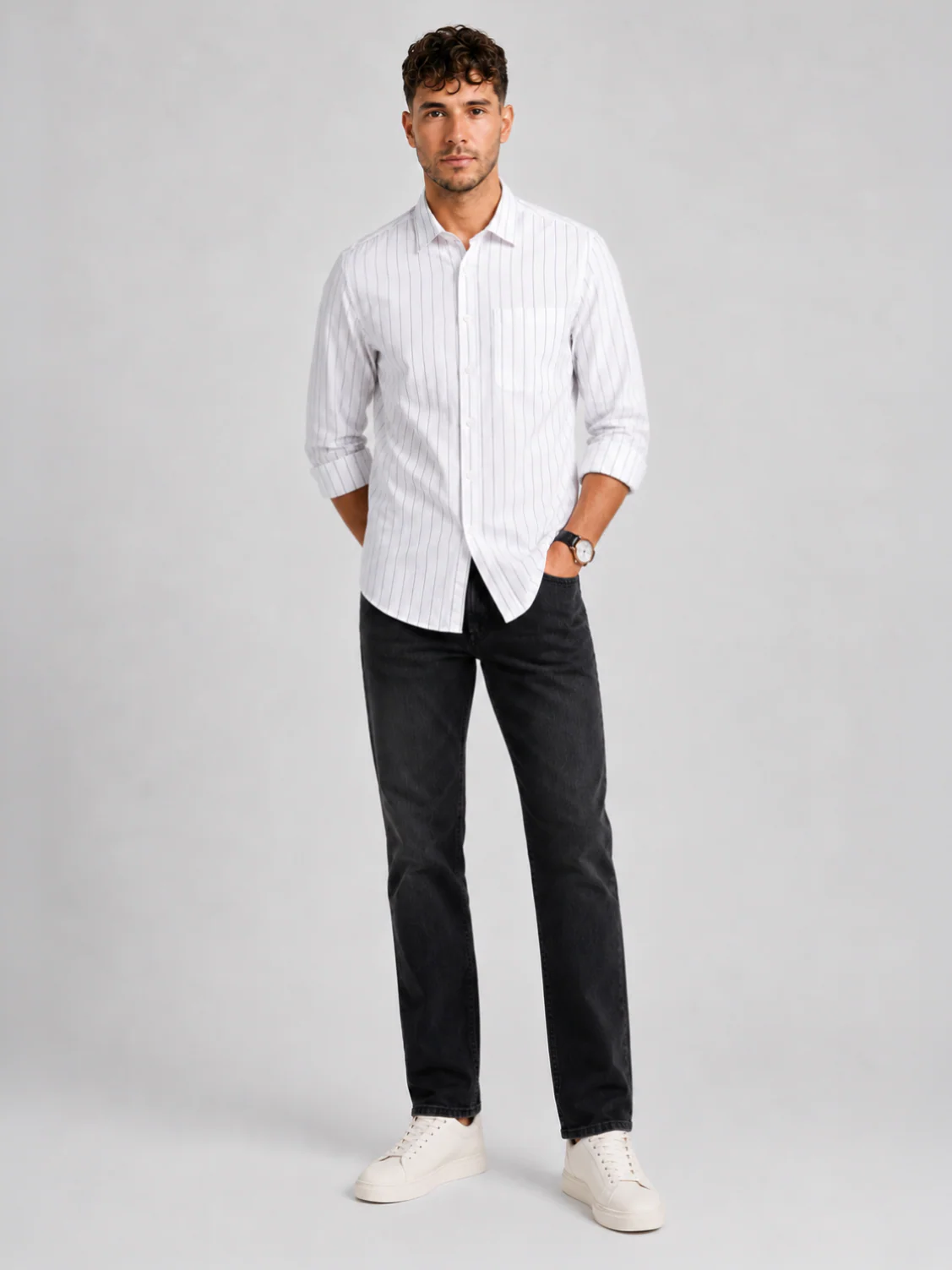 White Oxford Striped Shirt - Image 2